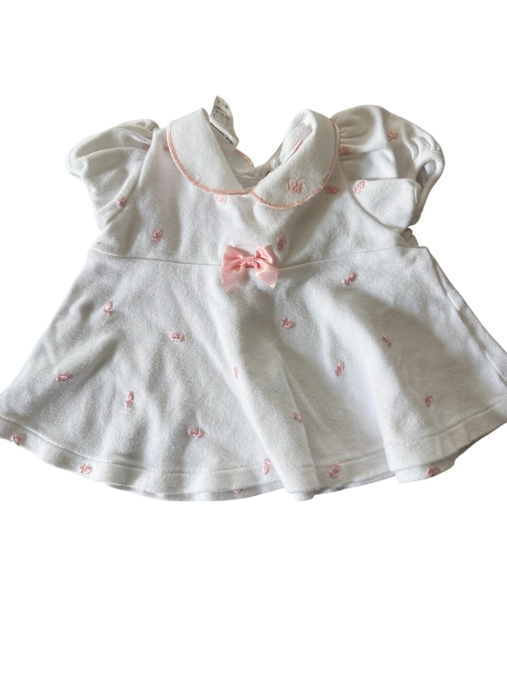 Baby Dior White Cotton Top with Pink Trim